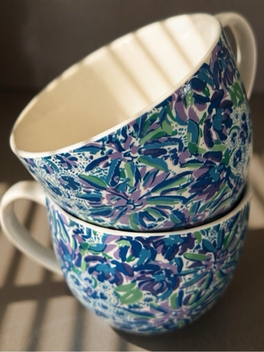 Lily Pulitzer | 2 Floral Blue and Green Mugs